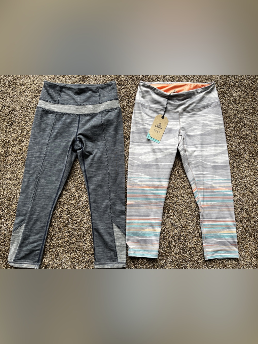 Prana fitness capri leggings pillar printed small new set